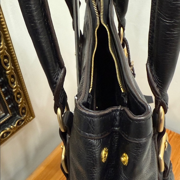 Prada Black LeatherBauletto Vit. Daino Print  Tote Bag - Picture 8 of 17